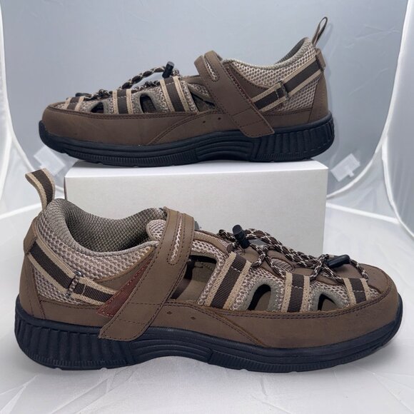 Orthofeet Outdoor Sandals Mens 11W Brown Leather Orthopedic Adjustable Sandals main image 11